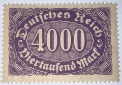 Travelstamps: 1922 Germany Stamps Deutsches Reich 4000 Mark Mi. Nr. 255 MOGNH