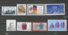 GERMANY , 1989 , MIXED LOT OF 8 STAMPS , PERF , MNH , CV$11.70