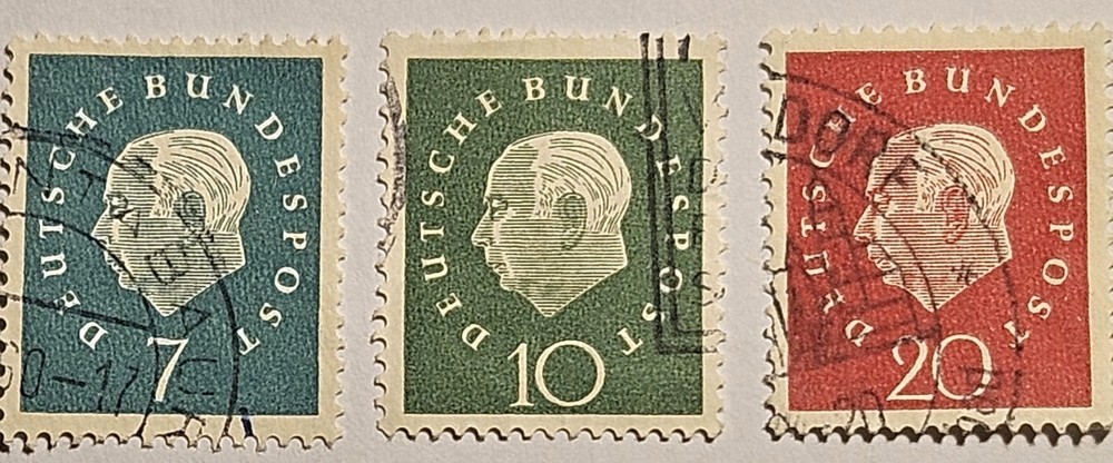 West Germany 1959, President Theodor Heuss, 3 Used Values, Sc-#783-5, FAST SHIP!