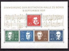 Federal Republic, 1959 Beethoven Souvenir Sheet, MNH