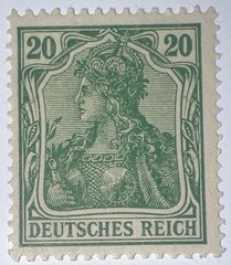 Travelstamps: 1920 Germany Stamps Scott #121 20PF Germania, Mint MNH OG