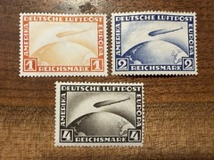 Germany #C35-7 GRAF ZEPPELINS COMPLETE MINT Set RED ORANGE 1 !!
