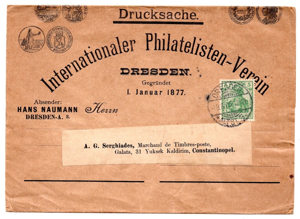 GERMANY 1905 ADVERTISING THE DRESDEN INTERNATIONAL PHILATELIST DRESDEN