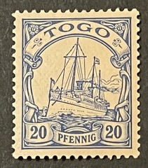Travelstamps: Germany Togo Africa Stamps Kaiser’s Yacht 20 Pfennig MOGH UnWmk