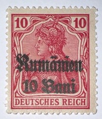 Travelstamps: 1918 Germany Stamps Romania 10 Bani on 10pf, Mint Original Gum NH