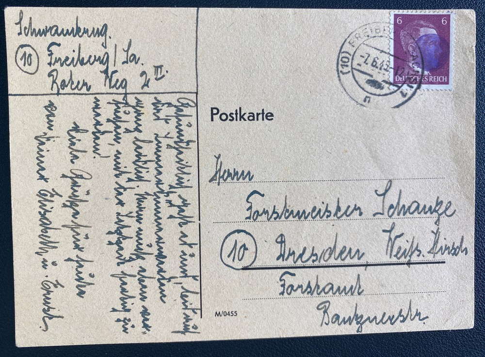 1945 Freiburg Germany Post War Postcard Cover To Dresden