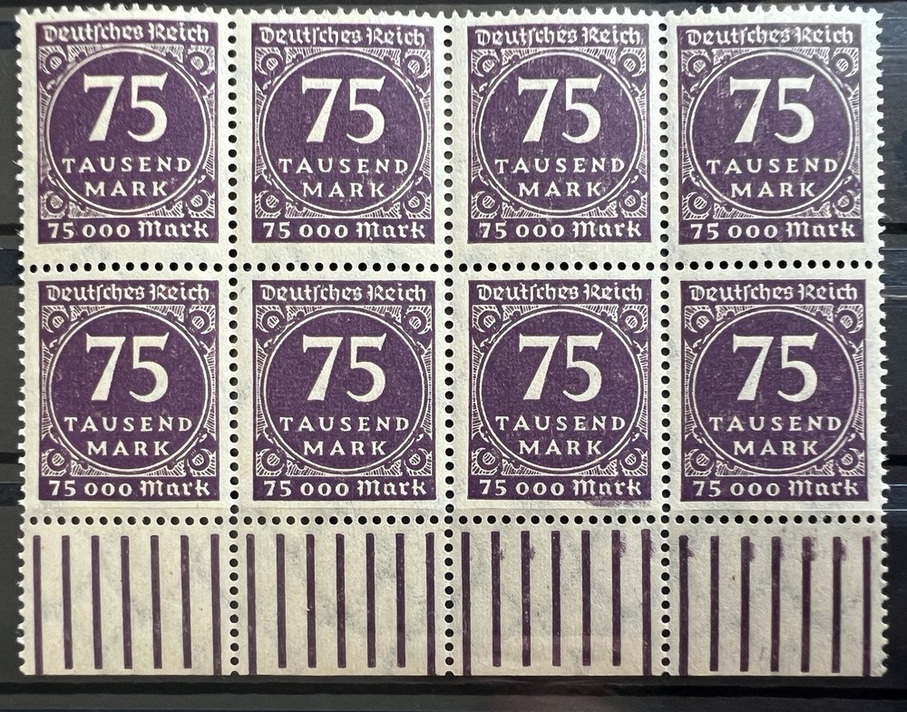 1923 German Empire 75 Tausend Mark MNH Stamps Block Germany Deutsche Reich