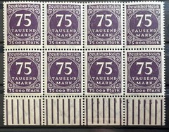 1923 German Empire 75 Tausend Mark MNH Stamps Block Germany Deutsche Reich
