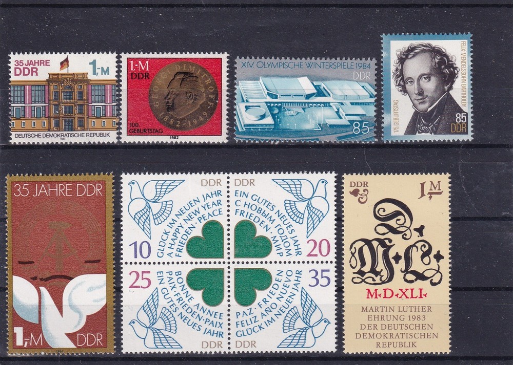 DDR MNH ** Lot 15 singles from Souvenir Sheets
