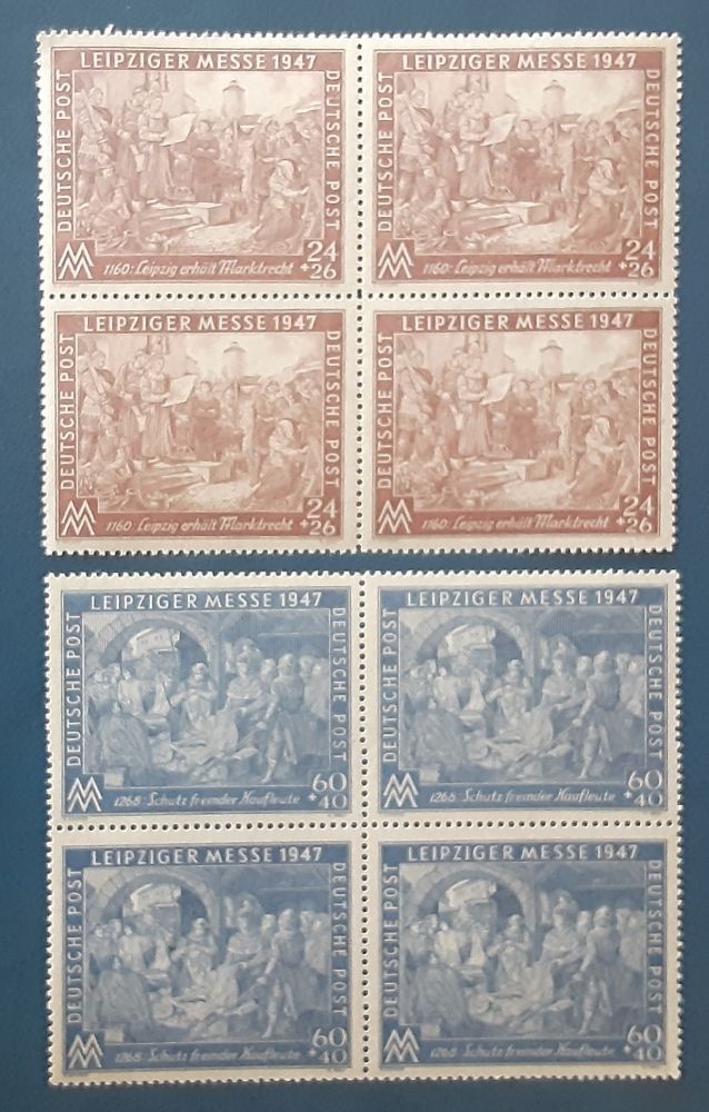 Germany JOINT TRIZONE 1947 MNH Blocks Leipzig Spring Fair Scott B296-7 XF 5076-1