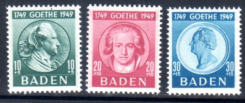 Germany Baden Semi-Postal 1949 Scott# 5NB12-5NB14 MNH VF