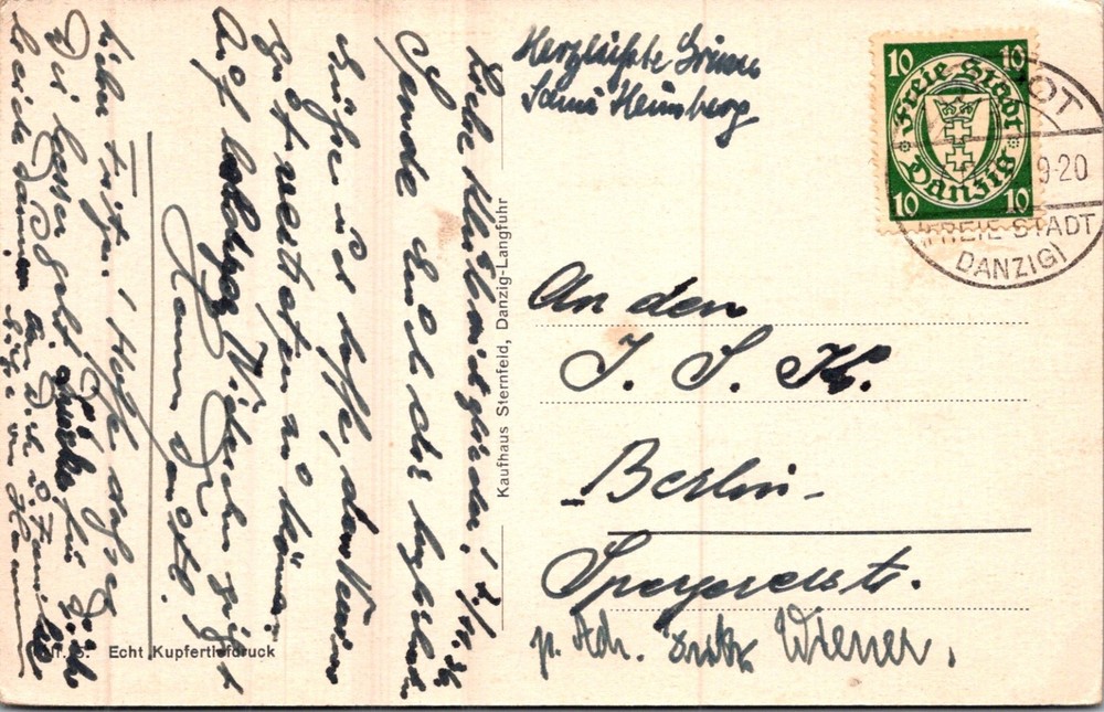 GERMANY 1936 DANZIG POSTAL PICTORIAL POSTCARD SCHOOL ADDR BERLIN POSTMARK DANZIG