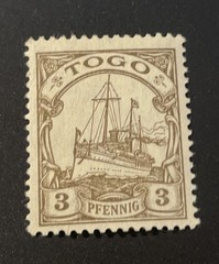 Germany Togo Africa Stamps Kaiser’s Yacht 3 Pfennig MLH Scott #7