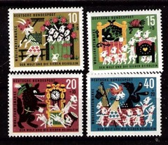 Germany 1963 Fairy Tale Wolf 7 Kids Semi-postal Set MNH (SC# B392-B395)