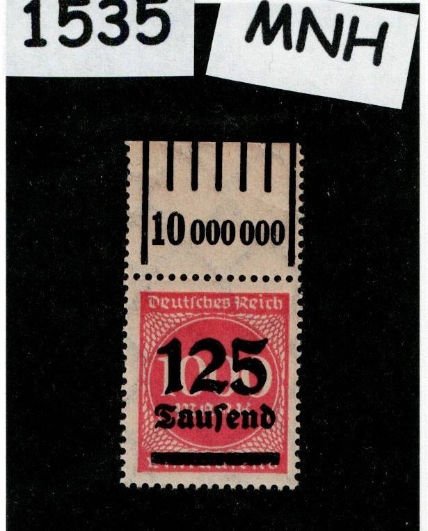 MNH stamp Overprint 125K over 1000Mk Sc #255 Weimar German Republic 1923 #1535