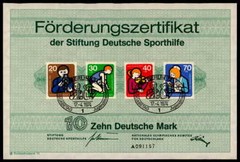 GERMAN SPORTS AID OLYMPIC COMMITTEE CERTIFICATE 1974 z1950
