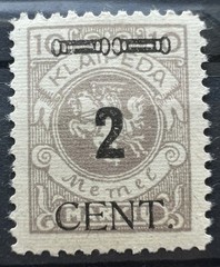 KLAIPEDA 1920-1923 Memel Territory Germany 2 Centimes Black Overprint Stamp MH