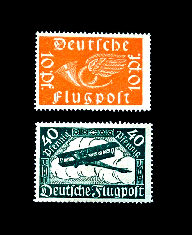 GERMANY Stamp Lot – 1919 German Realm Air Mail Airplane & Posthorn MHR r15