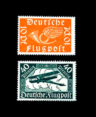 GERMANY Stamp Lot – 1919 German Realm Air Mail Airplane & Posthorn MHR r15