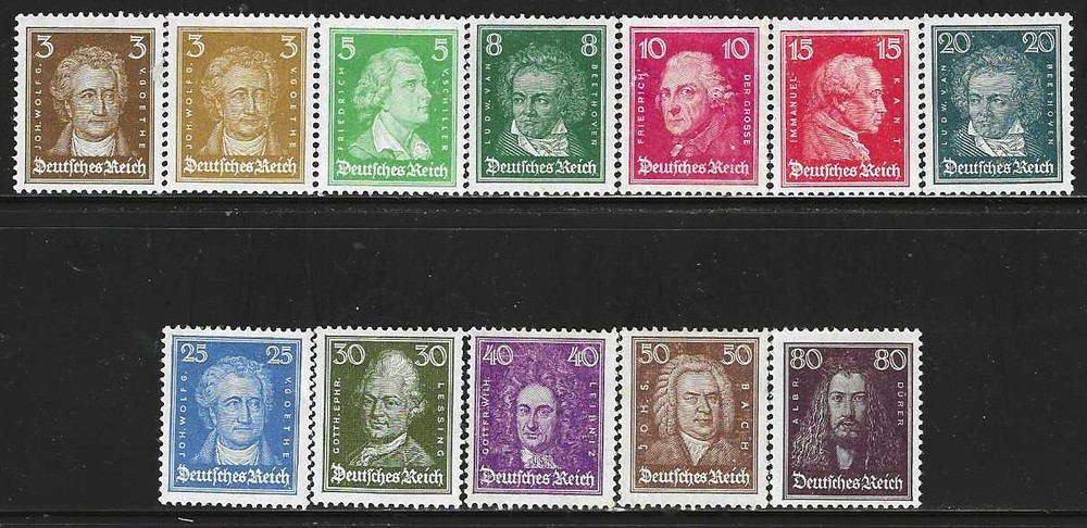 GERMANY 1926-27 Scotts #351-#362 Mint, Complete Lightly Hinged Set, VF-XF FOG