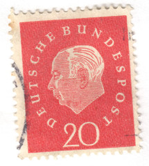 West Germany – 1959 – Professor Dr. Th. Heuss – 20Pfg – Used – #03