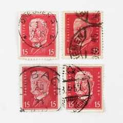 Lot Of 9 Germany Hindenburg 5/15/25 Pfennig Stamps Used