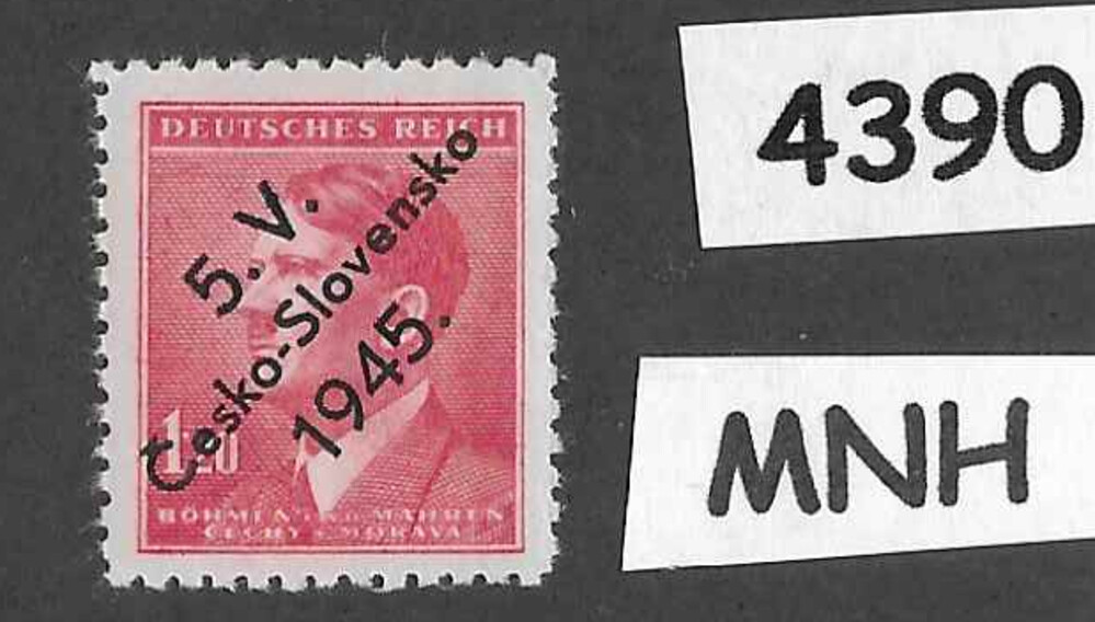 #4390 MNH stamp Adolf Hitler Sc69 1.20Kr BaM WWII 1945 Local Overprint