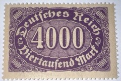 Travelstamps: 1922 Germany Stamps Deutsches Reich 4000 Mark Mi. Nr. 255 MOGNH