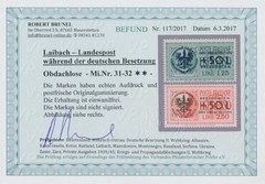 Ljubljana Mi.No. 31-32 mint condition, photo findings Brunel VP