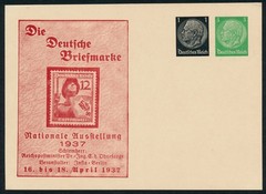 Germany 1937 Tag der Briefmarke Stationery Postal Card Stamp Day Hindenburg Mint