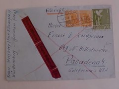 GERMAN PEACE DOVE 1M EXPRESS 26-2-1948 B/S USA