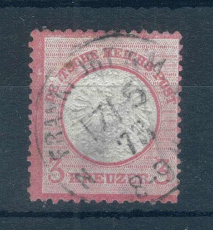 German Empire 1872 Arms embossed large shield 3k rose/carmine stamp. Used. Sg 25