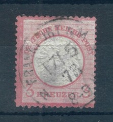 German Empire 1872 Arms embossed large shield 3k rose/carmine stamp. Used. Sg 25