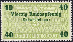 Stamp Germany Revenue WWII 3rd Reich Bill Exchange Fiscal Tax Selection 4 MNH