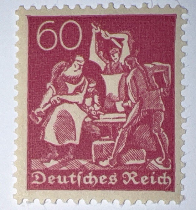 Travelstamps: 1921 Germany Stamp Mi 184 – 60pf Blacksmiths Mint MOGNH