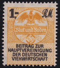 Stamp Germany Revenue WWII 3rd Reich Butcher Farmers Organization MNG