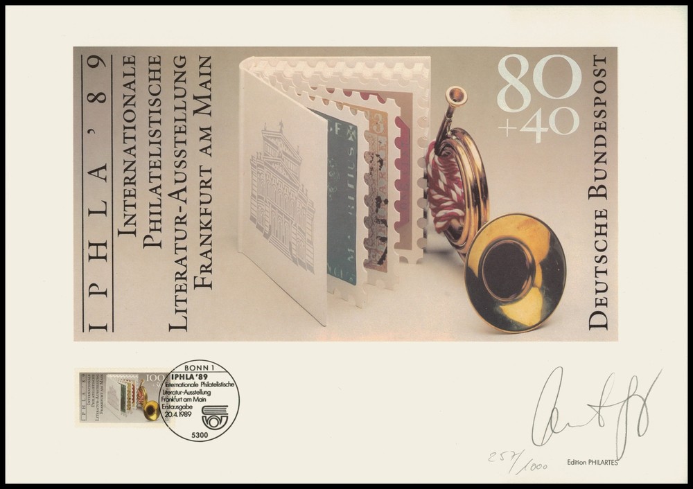 ART-EDITION 1989 GERMANY 1415 FRANKFURT IPHLA STAMP LITERATURE FAIR HAND-SIGNED!