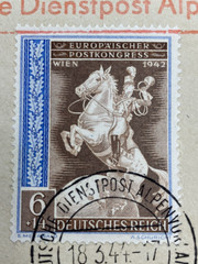 1944 GERMANY WWII DIENSTPOST ALPENVORLAND, Registered to Meran, Italy.