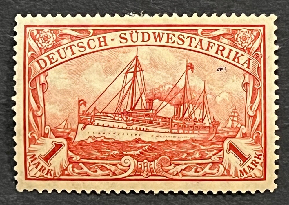 Travelstamps:GERMANY South West Africa Stamp Kaiser’s Yacht MOGH 1m Wmk **SIGNED
