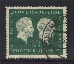 Germany Scott # 722 Used Paul Ehrlich & Emil von Behring Birth Centenary 1954