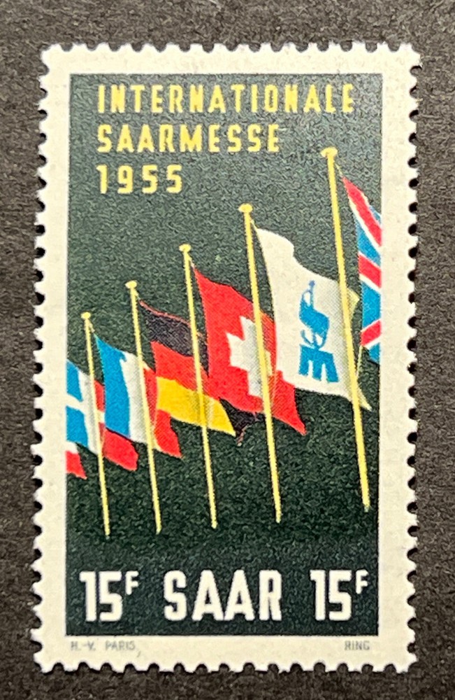 Travelstamps: 1955 Saar Germany SC#255 1955 Int’l Fair at Saarbrucken Mint OGLH
