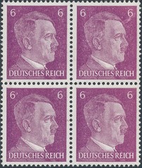 SALE Stamp Germany 1941 WWII 3rd Reich Hitler 6 PF Shades Blocks MNH