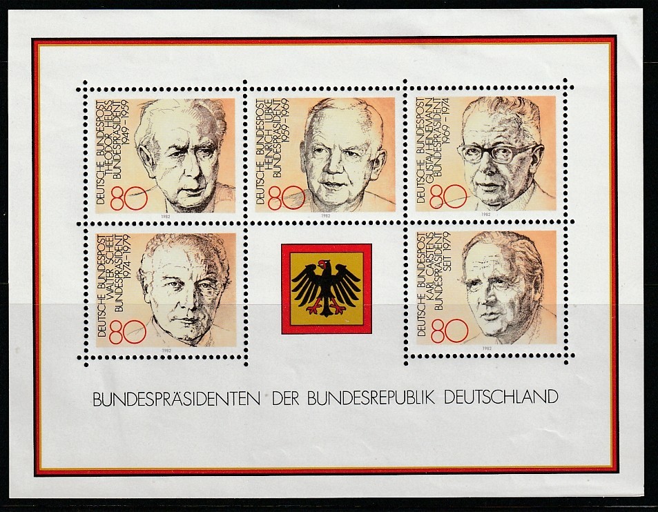 Germany 1982 Sc # 1384 Presidents s/s MNH OG