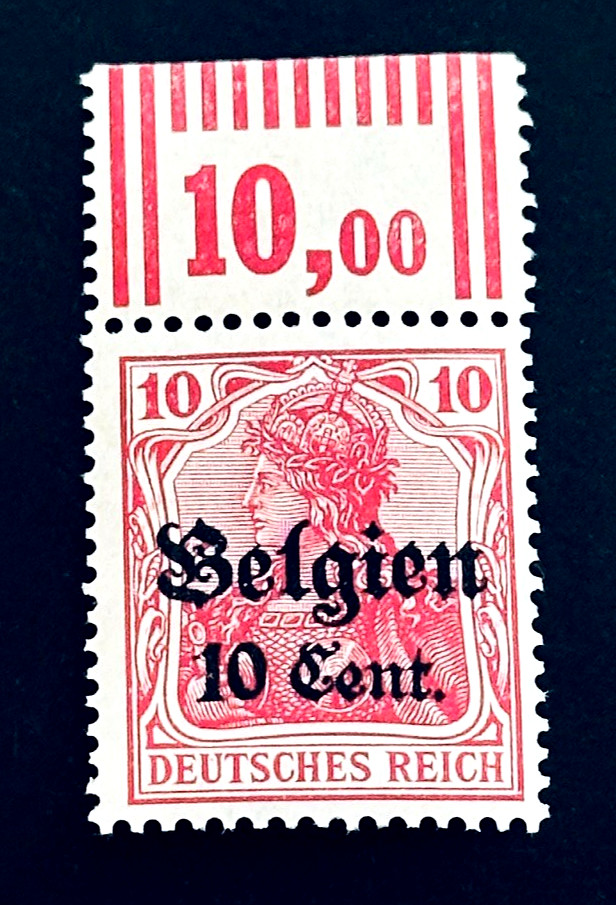 GERMANY Stamp – 1916 Germania Belgium Occupation WWI Sn N14 w/ Tab MLH r21