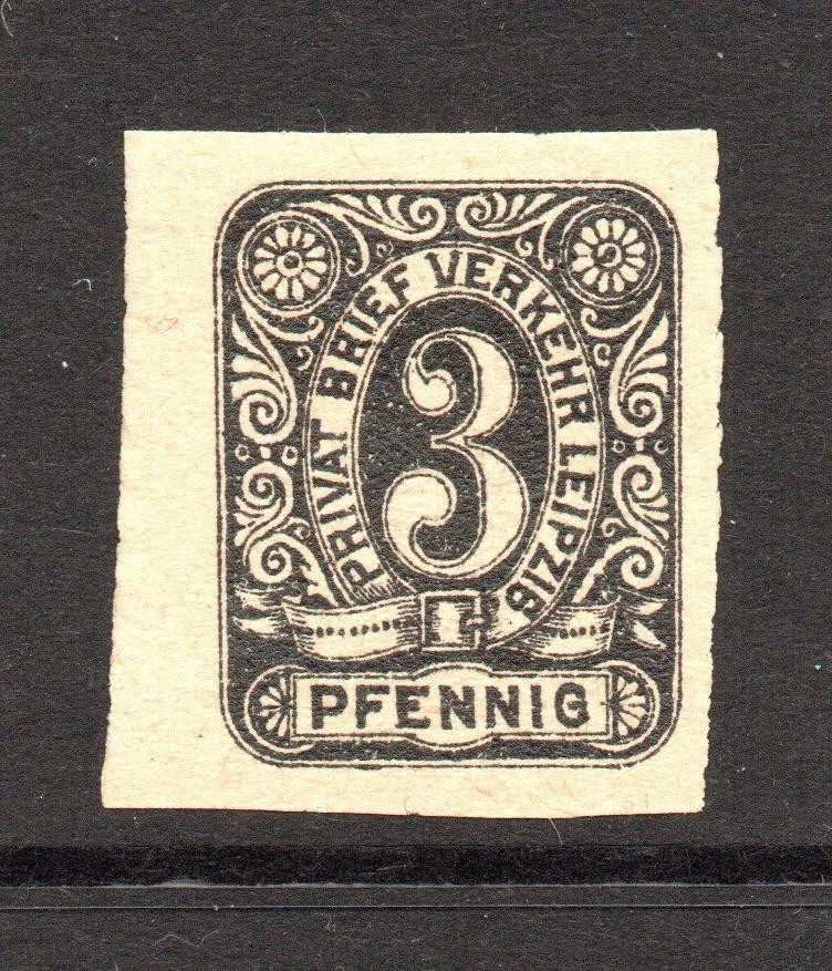 Germany 1890s Leipzig 3p Local Verkher Black (Proof?) Mint NH – S60840