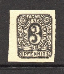 Germany 1890s Leipzig 3p Local Verkher Black (Proof?) Mint NH – S60840