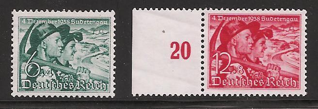 NAZI GERMANY #B132-133 MNH ANNEXATION SUDETEN TERRITORY