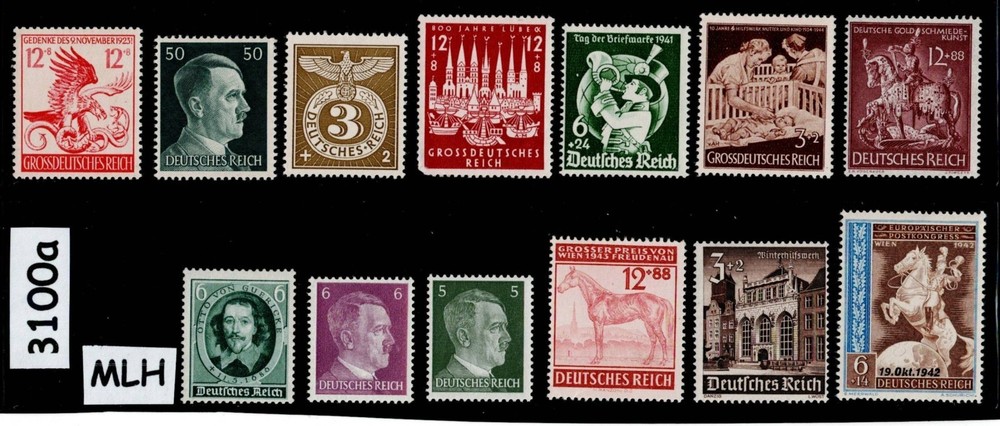 MLH stamps Adolf Hitler & Regular postage Third Reich WWII era Germany #3100a
