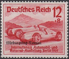 Stamp Germany Mi 695-7 Sc B143 1939 WWII Nuremburg Benz Volkswagen Mercedes MNH