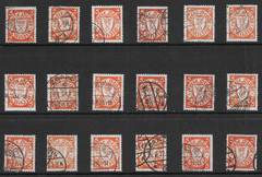 DANZIG SCOTT 173 USED x 18 – 1924 5pf ORANGE/YELLOWISH – COAT OF ARMS ISSUE